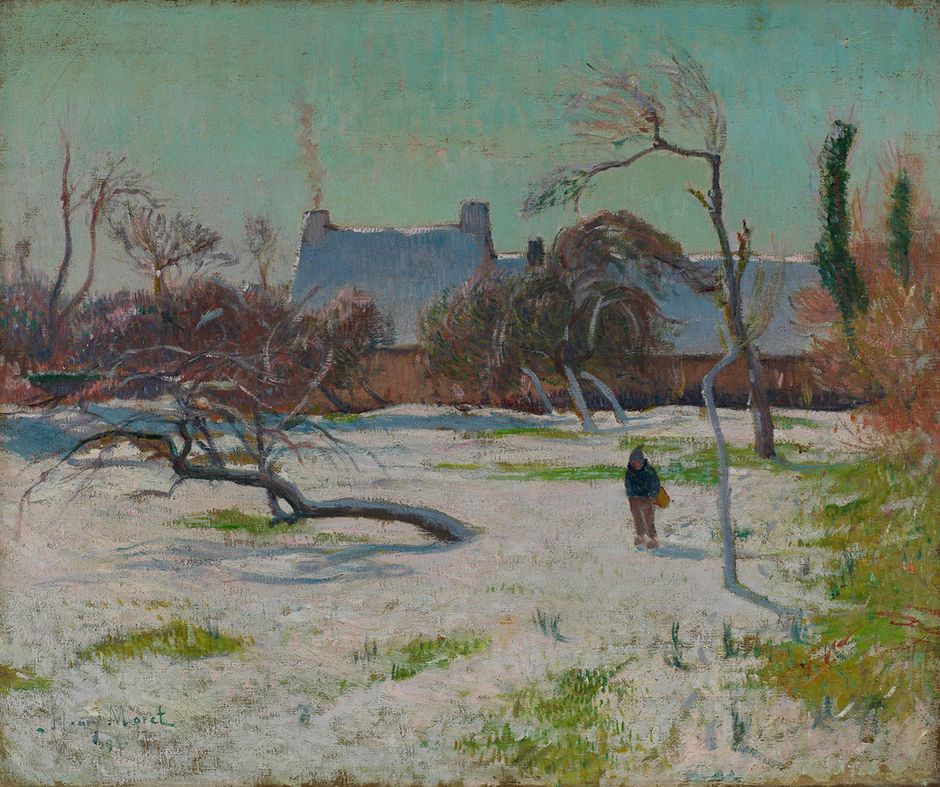 Henry Moret (1856-1913) - "Ferme sous la neige", 1891 - Huile sur toile, 54 X 65 cm - collection particulière © Jean-Michel Rousvoal photos (See the caption hereafter)