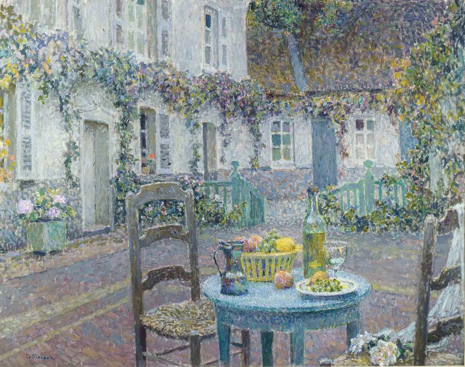 Henri Le Sidaner (1862-1939) - La Table bleue, Gerberoy, 1923 - Huile sur toile, 73 x 92 cm - Singer Laren (See the caption hereafter)