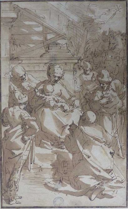 Luca Cambiaso "L'Adoration des mages", 1568-1580, dessin à la plume et encre brune, lavis brun sur esquisse à la pierre noire sur papier - Musée des beaux-arts de Quimper © Musée des beaux-arts de Quimper 