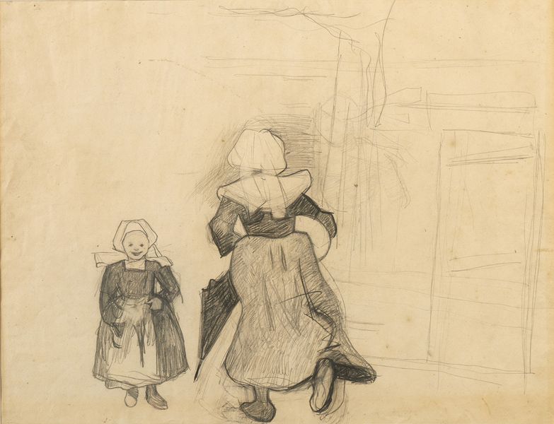 Jens Ferdinand Willumsen (1863-1958), "Etude de Bretonnes", 1890, Mine de plomb et graphite sur papier, 48 x 58 cm, musée des beaux-arts de Quimper © Bernard Galeron