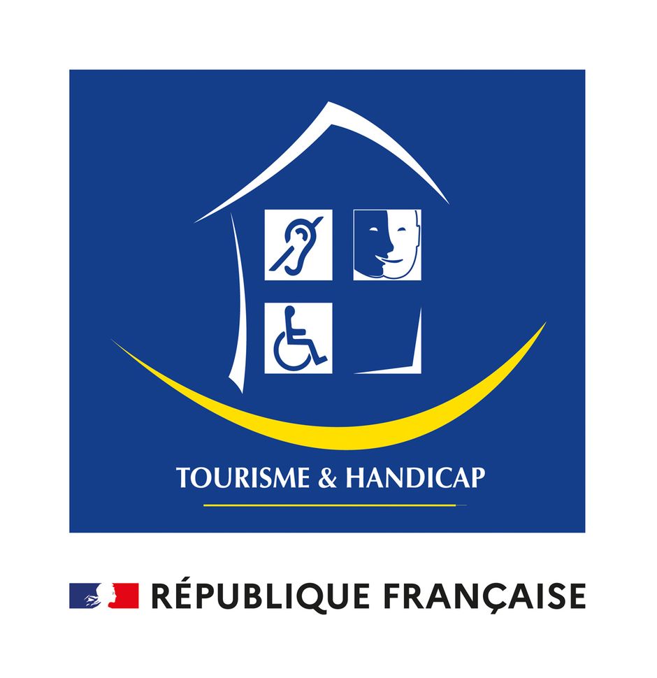 Logo Tourisme & handicap pour 3 handicaps (Voir légende ci-après)