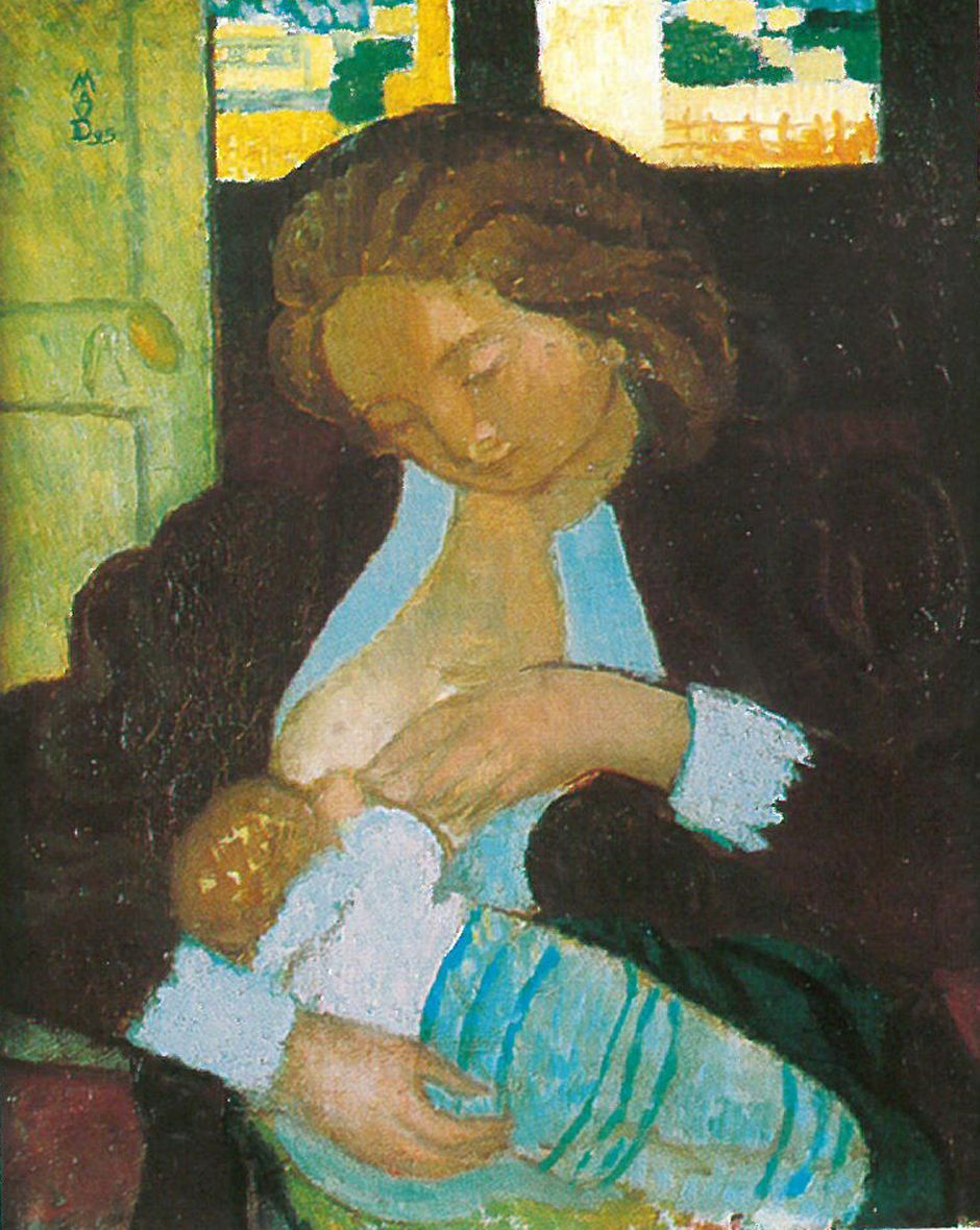 Maurice Denis (1870-1943), Maternité aux manchettes de dentelle, 1895 - Huile sur carton marouflé sur bois, 42.8 x 34.4 cm - musée des beaux-arts de Rennes (Voir légende ci-après)