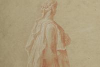 Attribué à Noël Coypel (1628-1707) - "Femme drapée de dos", seconde moitié du 17e siècle - Dessin à la sanguine et craie blanche sur papier, 45 x 29 cm - Musée des beaux-arts de Quimper © Musée des beaux-arts de Quimper