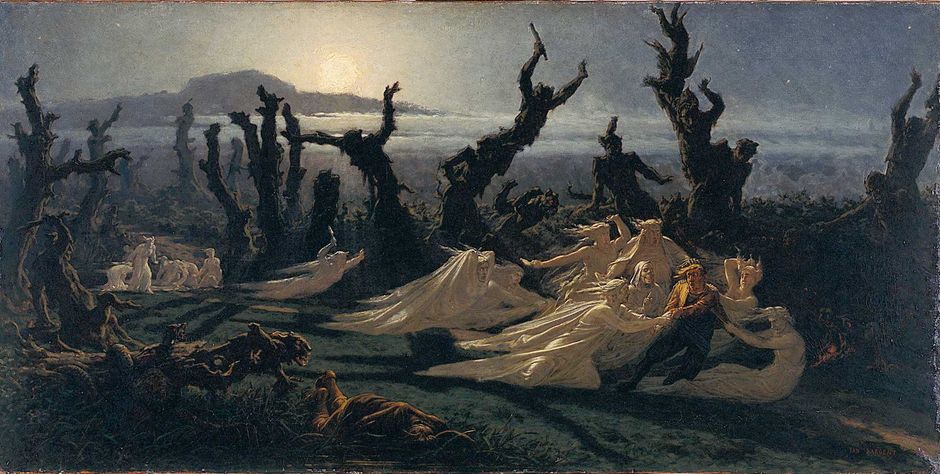 Yan'Dargent (1824-1899) - Les Lavandières de la nuit, vers 1861 - Huile sur toile, 75 x 151 cm - Musée des beaux-arts de Quimper © Musée des beaux-arts de Quimper (Voir légende ci-après)
