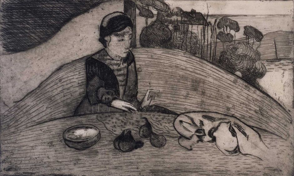 Paul Gauguin (1848-1903) - La Femme aux figues, 1894 - Eau forte et lavis sur zinc, 26.7 x 44.3 cm - Musée des beaux-arts de Quimper © Musée des beaux-arts de Quimper (Voir légende ci-après)