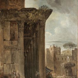 Hubert Robert (1733-1808) - Vue du portique du Panthéon - Huile sur toile, 62,6 x 48,7 cm - Musée des beaux-arts de Quimper