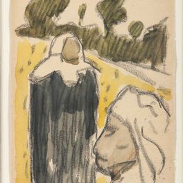 Emile Bernard (1868-1941) - La Moisson, 1888 - Fusain et aquarelle sur papier, 21,3 x 15 cm - Musée des beaux-arts de Quimper © Musée des beaux-arts de Quimper