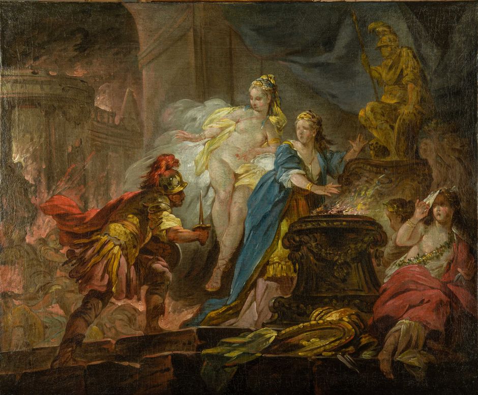 Jean-Baptiste Deshays (1729-1765) - Vénus protégeant Hélène de la fureur dEnée (Voir légende ci-après)
