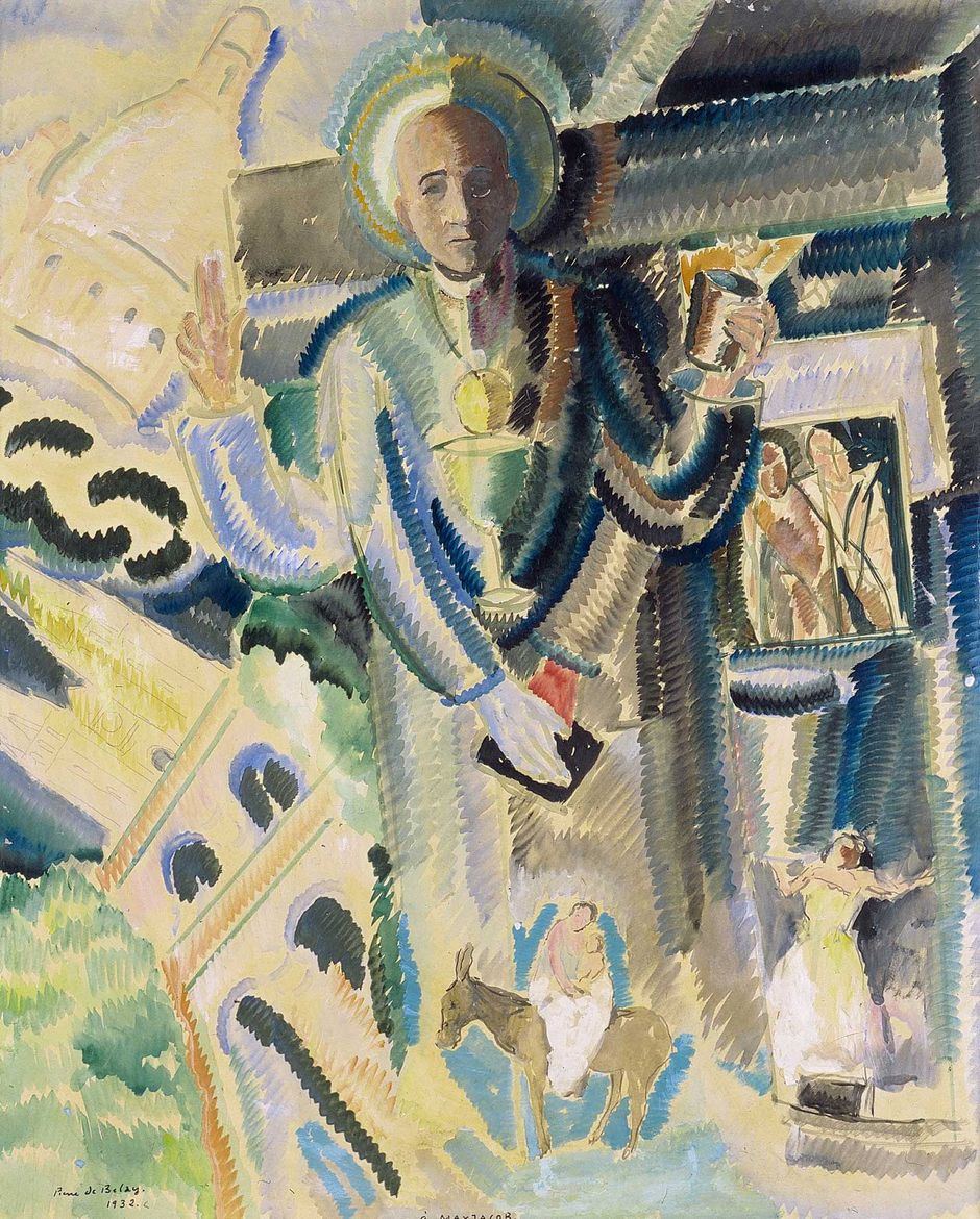 Pierre de Belay (1890-1947) - "Portrait Prophétique de Max Jacob", 1932 - Aquarelle sur papier, 55 x 45,5 cm - dépôt du Musée national d'art moderne au musée des beaux-arts de Quimper (Voir légende ci-après)