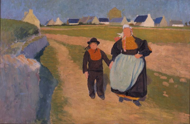 Robert Delaunay Bretonne et enfant devant un paysage