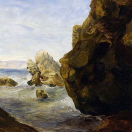 Théodore Gudin (1802-1879) - Rochers, 1841 - Huile sur toile, 31 x 39 cm - Musée des beaux-arts de Quimper © Musée des beaux-arts de Quimper 