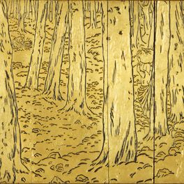 Henri Rivière (1864-1951) - "Lavoir, sous-bois à Loguivy", vers 1864 - Plaques de bois de poirier gravées et dorées, 36 x 70,5 cm - Musée des beaux-arts de Quimper © musée des beaux-arts de Quimper