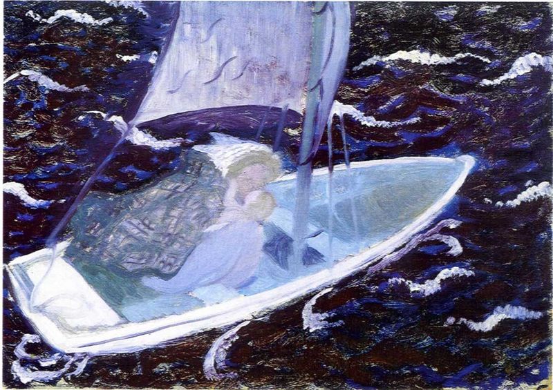 Maurice Denis (1870-1943) - "Bretonne dans une barque", 1891-1892 - Huile sur papier marouflé sur bois, 28 x 39,5 cm - musée des beaux-arts de Quimper