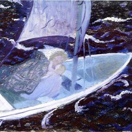 Maurice Denis (1870-1943) - "Bretonne dans une barque", 1891-1892 - Huile sur papier marouflé sur bois, 28 x 39,5 cm - musée des beaux-arts de Quimper
