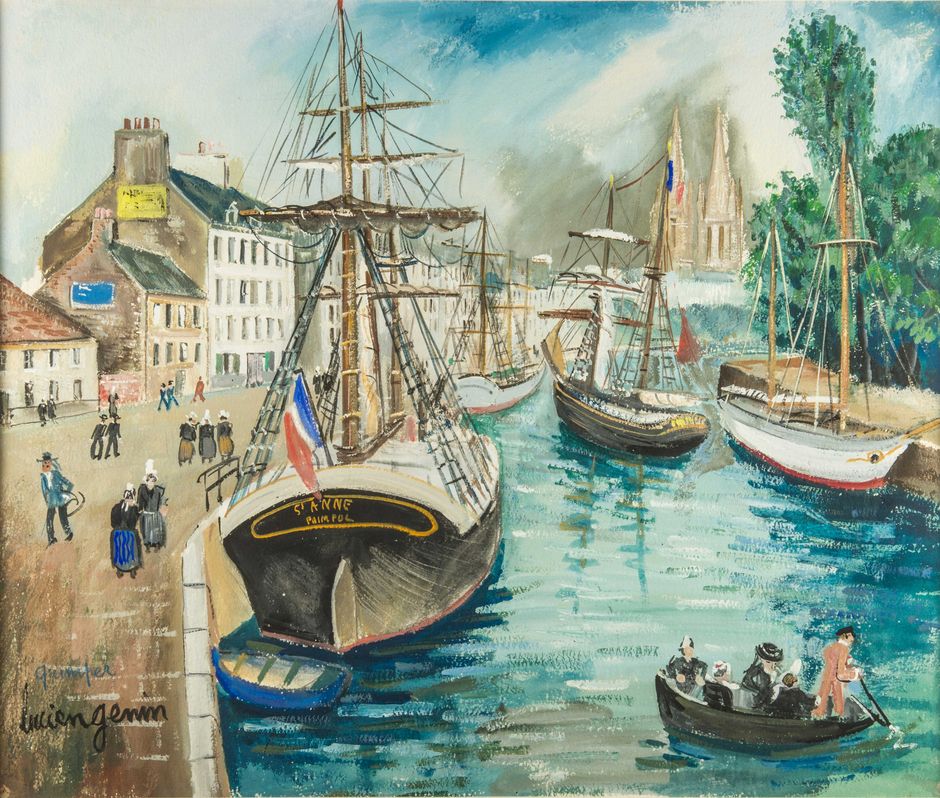 Lucien Genin (1894-1953) - L’Odet à Quimper, vers 1929 - Gouache, 53 x 63 cm - Musée des beaux-arts de Quimper © Musée des beaux-arts de Quimper (Voir légende ci-après)
