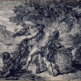 François-André Vincent Combat d'un faune et d'un jeune homme auprès d'un autel