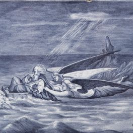 Yan’ Dargent (1824-1899) - La Légende de saint Kadock, vers 1880 - Plaque de terre cuite émaillée, 14,5 x 28,5 cm - Musée des beaux-arts de Quimper © Musée des beaux-arts de Quimper