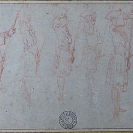 Jean-Antoine Watteau Six Etudes de soldat portant un fusil