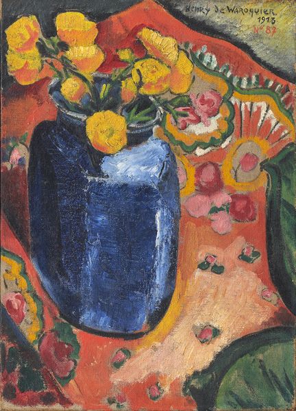 Henry de Waroquier (1881-1970), "Nature morte, fleurs jaunes dans un vase bleu", 1913 - Huile sur toile, 45.5 x 33 cm- Musée des beaux-arts de Quimper © Bernard Galeron / ADAGP, Paris 2021