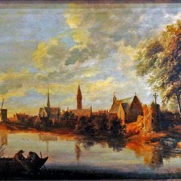 Jan Josefsz van Goyen Vue d'un village bordant une rivière