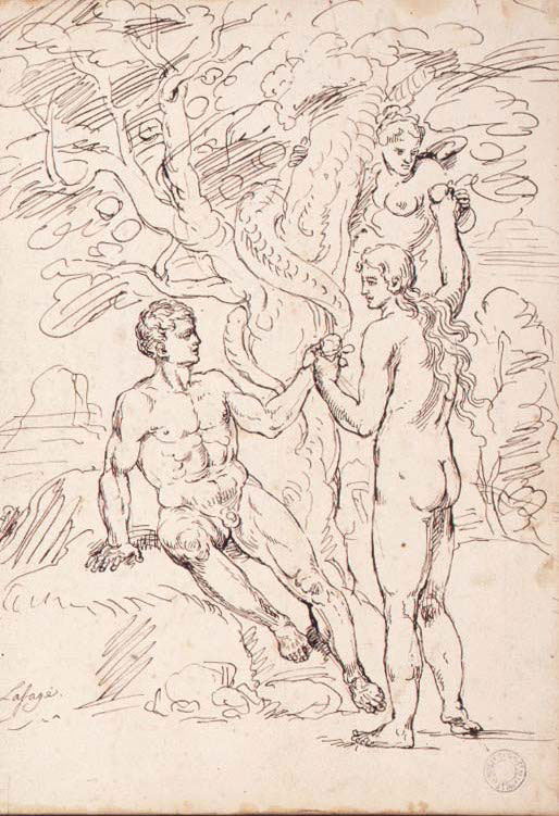 Raymond Lafage, Adam et Eve croquant la pomme (Voir légende ci-après)
